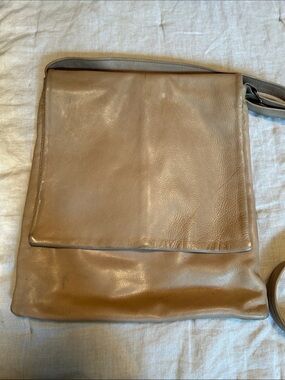 Classic Taupe Leather Crossbody Bag
